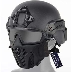 Tactical Airsoft PJ Helmet and Full Face Protection Airgun Mask,with Detachable Anti-Fog Goggles for BB Gun Paintball CS Game in Kuwait