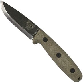 ESEE RB3 Reuben Bolieu Fixed Blade Survival Knife, Leather Sheath, Made In USA (Black Oxide Finish, Brown Leather Sheath (Right)) in Kuwait