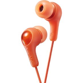 ORANGE GUMY In ear earbuds with stay fit ear tips. Wired 3.3ft colored cord cable with headphone jack. Small, medium, and large ear tip earpieces included. JVC GUMY HAFX7D in Kuwait