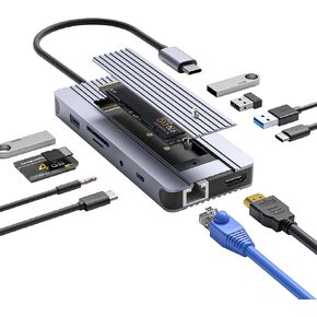 USB C Hub M.2 NVMe SSD Enclosure, 6 in 1 USB C Hub Multiport Adapter Fits PCIe 3.0 NVMe M.2 SSD, with 4K/60Hz HDMI,10Gbps USB 3.1 Gen2(2 Ports),10Gbps USB-C,100W PD Compatible with MacBook Pro in Kuwait