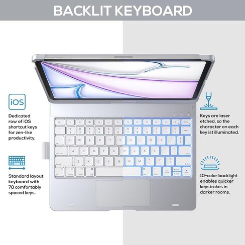 typecase Touch Keyboard Case for iPad Air 11/Pro 11 Gen 1-4, 360° Rotating in Kuwait
