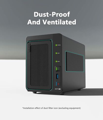 Dust Filter for Synology NAS DS718+ DS716+II Dustproof PVC Cover - Black in Kuwait