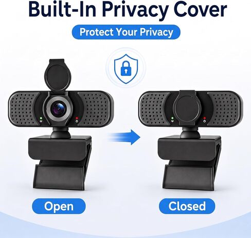 1080P Webcam with Microphone, USB Camera for PC, Laptop, USB-C Adapter in Kuwait