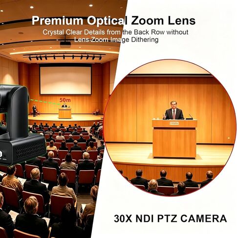 4K PTZ Camera 30X Optical Zoom with HDMI+SDI+USB3.0+IP Streaming Video Output,Support AI Tracking/NDI 6/POE/4K P60 UHD,NDI PTZ Camera for Church Events,Conference,YouTube OBS vMix Zoom Teams in Kuwait