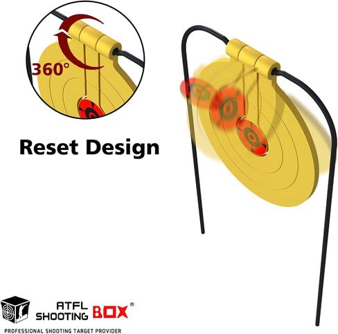 Atflbox Two in One Self-Healing Resetting Target, 8 Inch Gong High Caliber Spinner Target, Shooting Targets for Rifle, Pistol, Airgun, Handgun in Kuwait