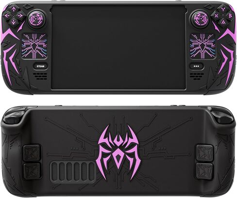PlayVital Cyber Spider Protective Case for Steam Deck OLED/LCD, Anti-Slip Silicone Grip Cover with Back Button Enhancements, Thumb Grips and Trackpad Skins, Black in Kuwait