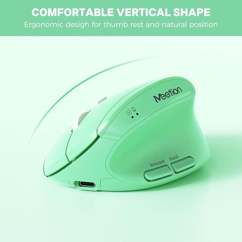 MEETION Ergonomic Keyboard and Mouse, Wireless Keyboard with Vertical Mouse, Split Curved Keyboard with Wrist Rest, USB C Rechargeable Full Size, Windows/Mac/PC/Laptop, Green in Kuwait