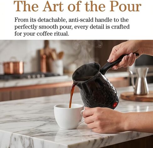 TROUVAILLE Portable Coffee Pot, Anti Scald Even Heating Coffee Maker, Portable Coffee Pot with Removable Handle 600ml in Kuwait