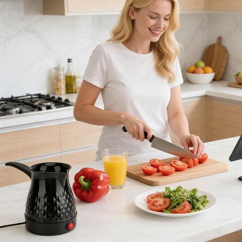 TROUVAILLE Portable Coffee Pot, Anti Scald Even Heating Coffee Maker, Portable Coffee Pot with Removable Handle 600ml in Kuwait