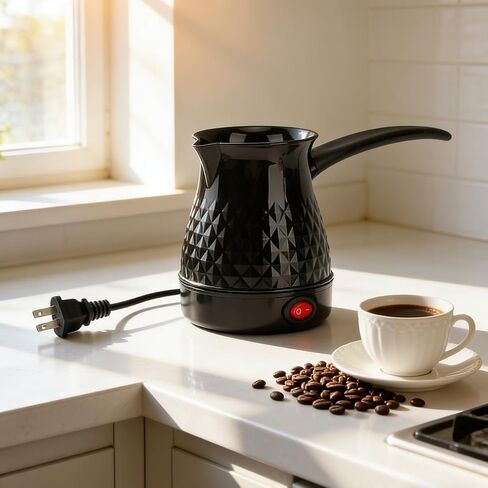 TROUVAILLE Portable Coffee Pot, Anti Scald Even Heating Coffee Maker, Portable Coffee Pot with Removable Handle 600ml in Kuwait