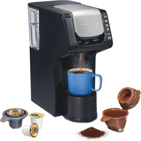 Hamilton Beach Gen 4 FlexBrew Single-Serve Coffee Maker with Removable Reservoir, Compatible with Pod Packs and Grounds, 50 oz., 4 Fast Brewing Options, Black in Kuwait