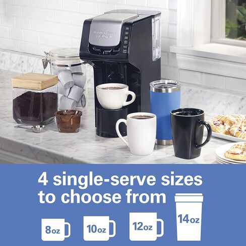 Hamilton Beach Gen 4 FlexBrew Single-Serve Coffee Maker with Removable Reservoir, Compatible with Pod Packs and Grounds, 50 oz., 4 Fast Brewing Options, Black in Kuwait