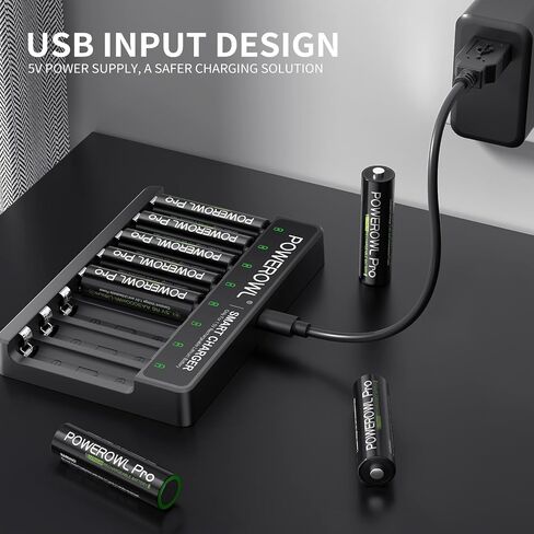 POWEROWL Rechargeable Lithium AA Batteries with Charger, 1.5V Stable Output 3600mWh Double A Battery 8 Pack for Blink Outdoor Camera in Kuwait
