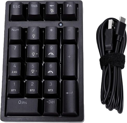 ASHATA Mechanical Numeric Keypad, Wireless Bluetooth RGB Luminous Ergonomic Compact Number Pad for Cashier Accounting Data Entry Office Laptop Desktop Daily Use in Kuwait