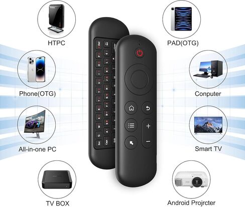 Handheld Gyro Air Mouse Controller Dual Mode Bluetooth 5.2 2.4G Wireless Backlit Mini QWERTY Keyboard Rechargeable Remote Control for Smart TV Android TV Box PC Laptop Media Projector Game Device in Kuwait