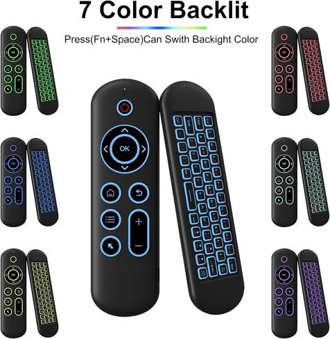 Handheld Gyro Air Mouse Controller Dual Mode Bluetooth 5.2 2.4G Wireless Backlit Mini QWERTY Keyboard Rechargeable Remote Control for Smart TV Android TV Box PC Laptop Media Projector Game Device in Kuwait