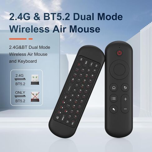 Handheld Gyro Air Mouse Controller Dual Mode Bluetooth 5.2 2.4G Wireless Backlit Mini QWERTY Keyboard Rechargeable Remote Control for Smart TV Android TV Box PC Laptop Media Projector Game Device in Kuwait
