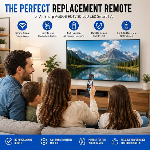 Replacement Remote Control for All Sharp AQUOS HDTV 3D LCD LED Smart TVs in Kuwait