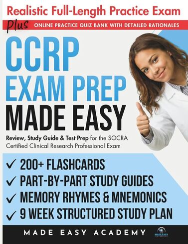 SOCRA CCRP Exam Prep Made Easy: Review, Study Guide & Test Prep for the SOCRA Certified Clinical Research Professional Exam: Flashcards, an Online ... Practice Test (Made Easy Academy Series) in Kuwait
