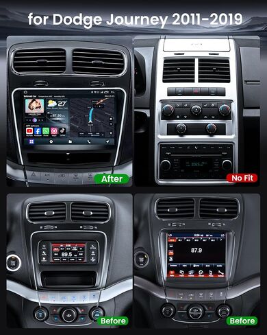 [8Core 4G+64G] Car Radio for Dodge Journey 2011-2019: 9" 1280*800 HD Touchscreen Stereo with Wireless Carplay Android Auto 5G WiFi GPS Navigation Bluetooth FM AM RDS DSP 32EQ SWC 1080P Backup Camera in Kuwait