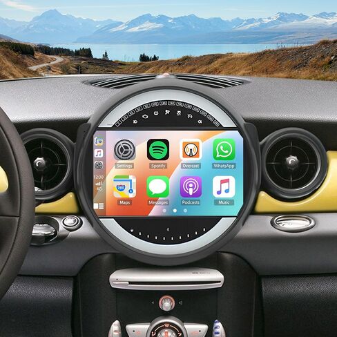 Car Stereo for BMW Mini Cooper R56 2007-2014, 9 Inch Touchscreen 2G+64G Android 14 Double Din Car Audio Receiver w/Wireless Carplay Android Auto GPS Navi Bluetooth WiFi SWC Backup Camera Mic in Kuwait
