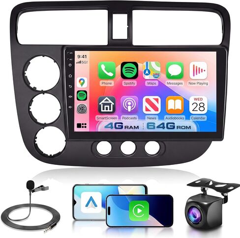 4G+64G Android 15 Car Stereo for Honda Civic 2001-2005, Wireless Carplay in Kuwait