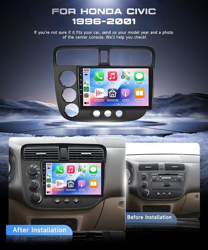 4G+64G Android 15 Car Stereo for Honda Civic 2001-2005, Wireless Carplay in Kuwait
