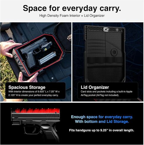 VAULTEK LifePod 20 Full-Size Lockable Weatherproof Case with Built-in Lock, Steel Security Cable, & TSA Handgun Case or Car Safe, Portable Travel Pistol Safe/Covert Black in Kuwait