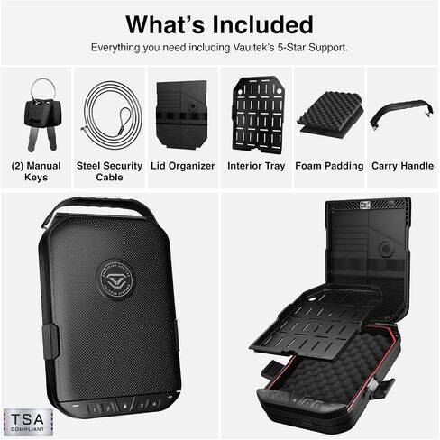 VAULTEK LifePod 20 Full-Size Lockable Weatherproof Case with Built-in Lock, Steel Security Cable, & TSA Handgun Case or Car Safe, Portable Travel Pistol Safe/Covert Black in Kuwait