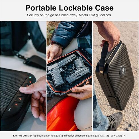 VAULTEK LifePod 20 Full-Size Lockable Weatherproof Case with Built-in Lock, Steel Security Cable, & TSA Handgun Case or Car Safe, Portable Travel Pistol Safe/Covert Black in Kuwait