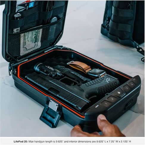 VAULTEK LifePod 20 Full-Size Lockable Weatherproof Case with Built-in Lock, Steel Security Cable, & TSA Handgun Case or Car Safe, Portable Travel Pistol Safe/Covert Black in Kuwait