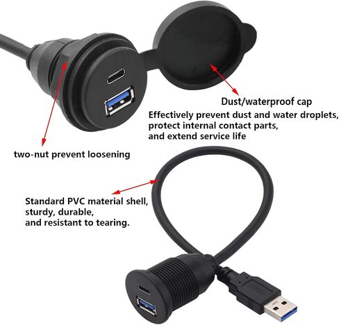 PENGLIN 2-in-1 USB3.0&USB-C Short Extension Cable(30cm/11.8in) in Kuwait