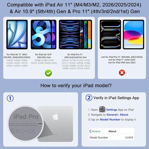 for iPad Air 11/Pro 11 (1-4) Keyboard Case, Full-Area Trackpad in Kuwait