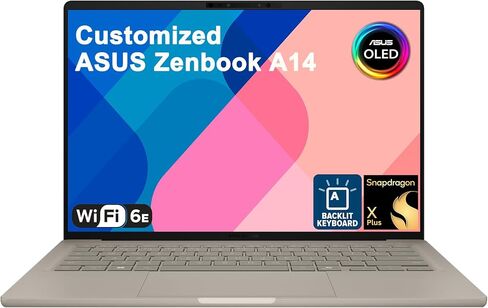 iCarp ASUS Zenbook AI-Powered Laptop A14 14" 2K OLED Qualcomm 8-core Snapdragon X Plus (Up to 45 Tops) 16GB RAM 512GB/1TB/2TB SSD Creator Business Professional Customized Computer Win11 in Kuwait