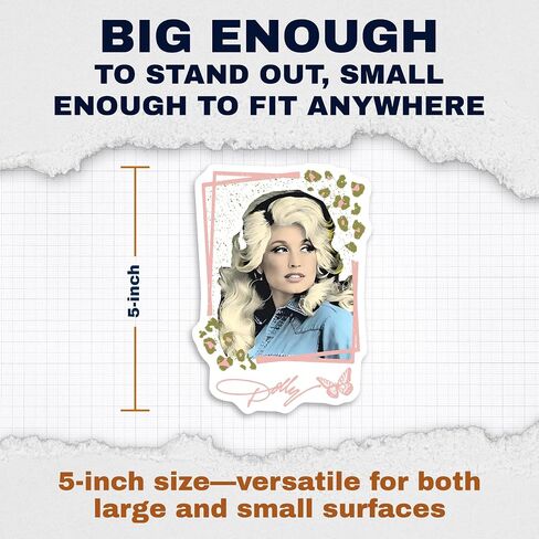 Dolly Parton Memorial Sticker, Pink Cowgirl Leopard Design for Laptop, Car, Locker, Tumbler, Water Bottle, Notebook, Hard Hat, 2-Pack 5-Inch Vinyl Stickers - EPLS0202 in Kuwait