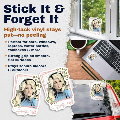 Dolly Parton Memorial Sticker, Pink Cowgirl Leopard Design for Laptop, Car, Locker, Tumbler, Water Bottle, Notebook, Hard Hat, 2-Pack 5-Inch Vinyl Stickers - EPLS0202 in Kuwait