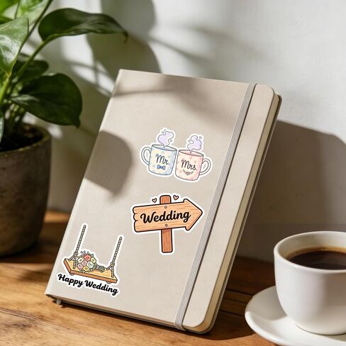 50PCS Wedding Stickers for Scrapbooking, Aesthetic Bridal Supplies for Wedding Invitations, Planner, Bachelorette Party, Anniversary, Waterproof Vinyl DIY Decals for Water Bottle, Laptop in Kuwait