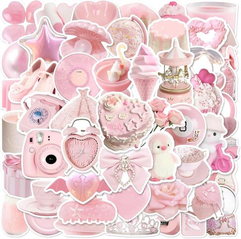 ZJSXINDI Stickers Aesthetic Waterproof Laptop Stickers Decals for Water Bottle Vintage Scrapbook Stickers for Journals Supplies Journal Planners (Pale Pink) in Kuwait