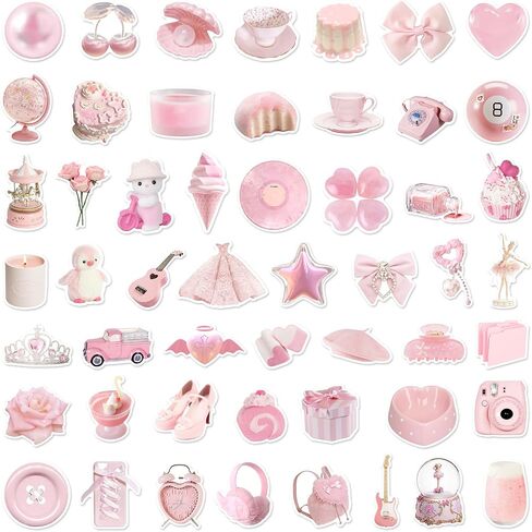 ZJSXINDI Stickers Aesthetic Waterproof Laptop Stickers Decals for Water Bottle Vintage Scrapbook Stickers for Journals Supplies Journal Planners (Pale Pink) in Kuwait