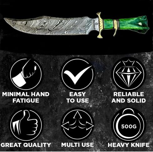 : Hand Made Damascus Steel Collectible gutt Bowie Knife Handle Camel Bone (green) in Kuwait