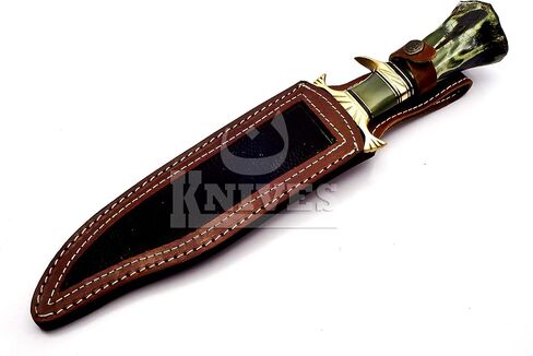 : Hand Made Damascus Steel Collectible gutt Bowie Knife Handle Camel Bone (green) in Kuwait