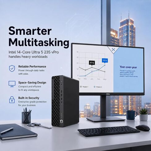 HP ProDesk 4 SFF G1i Business Desktop AI PC, Intel Core Ultra 5 235 vPro (> Ultra 7 265U), IST Computer Customized 16GB/32GB/64GB DDR5 RAM, 512GB/1TB/2TB SSD, Ethernet, DisplayPort, Wi-Fi, Win 11 Pro in Kuwait