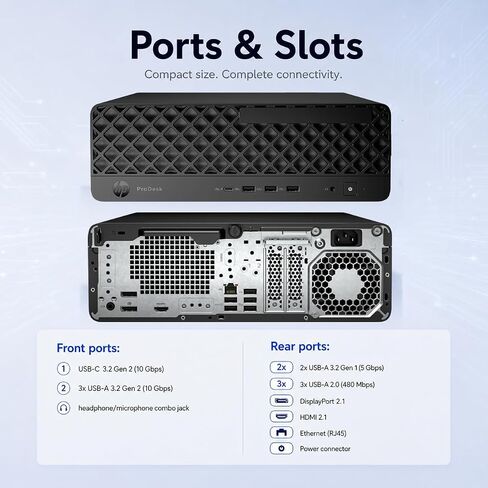 HP ProDesk 4 SFF G1i Business Desktop AI PC, Intel Core Ultra 5 235 vPro (> Ultra 7 265U), IST Computer Customized 16GB/32GB/64GB DDR5 RAM, 512GB/1TB/2TB SSD, Ethernet, DisplayPort, Wi-Fi, Win 11 Pro in Kuwait