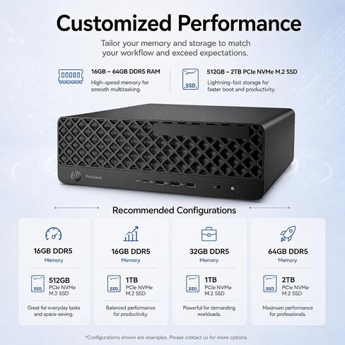 HP ProDesk 4 SFF G1i Business Desktop AI PC, Intel Core Ultra 5 235 vPro (> Ultra 7 265U), IST Computer Customized 16GB/32GB/64GB DDR5 RAM, 512GB/1TB/2TB SSD, Ethernet, DisplayPort, Wi-Fi, Win 11 Pro in Kuwait
