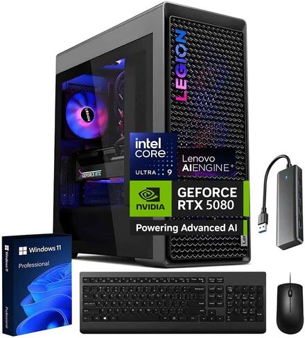 Lenovo Legion Tower 7i Gen 10 Gaming Desktop Computer, Intel Core Ultra 9 285K, NVIDIA GeForce RTX 5080, 64GB DDR5 4TB SSD | Legion Coldfront Cooling w/USB Hub,KB&Mouse, Copilot AI Windows 11 Pro in Kuwait