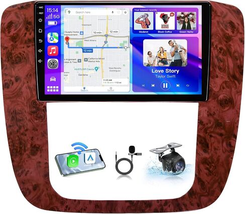 8Core 64G ROM Android 15 Car Radio for Chevy Silverado Tahoe Suburban GMC Yukon 2007-2013: 9" QLED FHD Touchscreen Replacement, Carplay Android Auto 5G WiFi Bluetooth Backup Camera GPS FM SWC HiFi in Kuwait