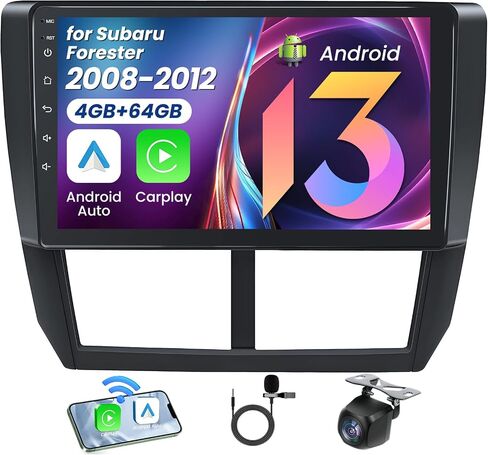 4G+64GB Car Radio Stereo for Subaru Forester Impreza WRX 2008-2012: 9 inch Android 13 HD IPS Touchscreen Replacement CarPlay&Android Auto GPS 5GWiFi Head Unit Bluetooth5.0 SWC+Backup Camera FM in Kuwait