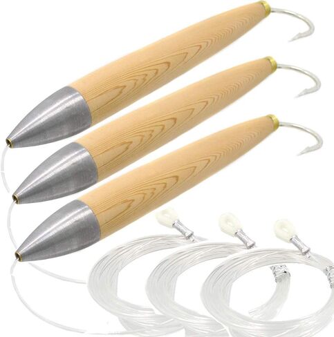 KMUCUTIE 3 pcs 6 Inch Rigged Cedar Plug for Saltwater trolling Fishing Lure in Kuwait