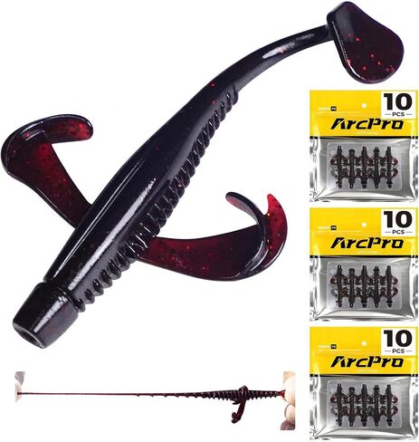 Paddle Tail Swim Baits, 30Pcs TPE Fishing Lures, Unique Vibrating Swim Action, Shaky Sinking Motion, Crappie Lures, for Saltwater/Freshwater in Kuwait