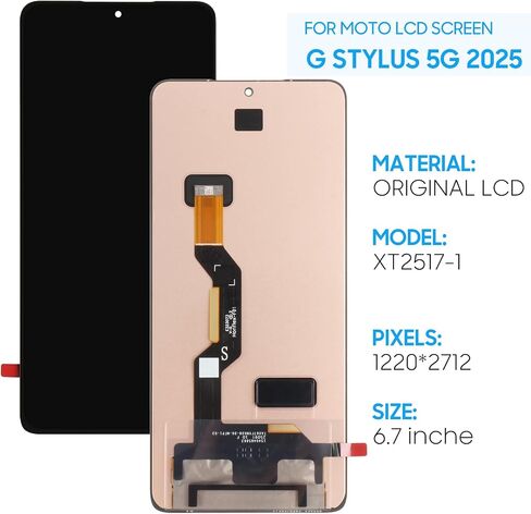 Original for Motorola Moto G Stylus 5G 2025 Screen Replacement XT2517-1 XT2517 6.7" LCD Display Touch Digitizer Assembly with Tools - Black with Frame in Kuwait